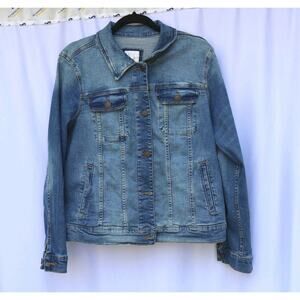 LC Lauren Conrad Blue Jean Jacket Women’s Size Large Buttons Pockets Grunge